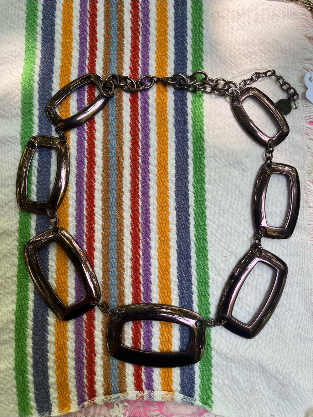 Y2K Vintage Signed Chunky Purple Metallic Collar Necklace